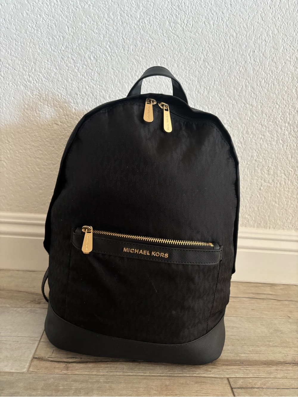 Michael Kors Black Backpack with Gold Accents